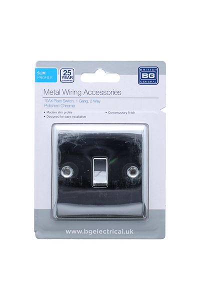 British General 10AX 1-Gang 2-Way Plate Switch Polished Chrome