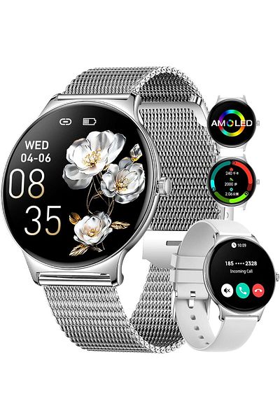 Singlait Singlait SG89 Women's Smartwatch – Ultra thin, elegant and smart, 2 bracelets, Silver/White