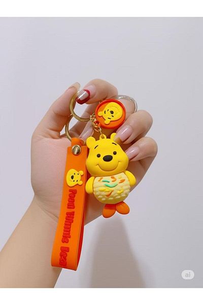 EFAYNU Cute Yellow Teddy Bear Keychain – Orange Figured Bag Accessory