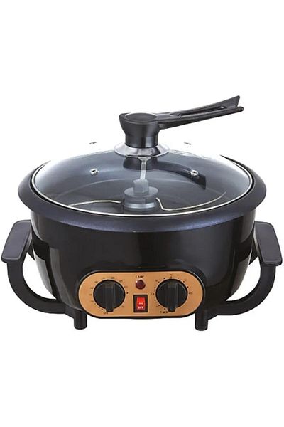 Generic Electric Coffee Bean Roaster 800W with Stainless Steel Timer Thermostat - Black