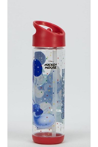 SUNCE Disney Mickey Mouse Plastic Water Bottle with Straw Multicolor 500ml