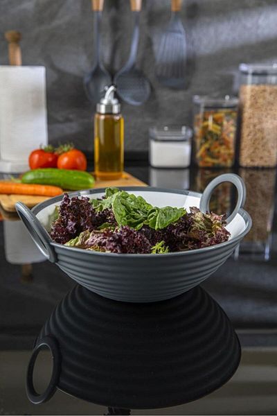 HOBBY LİFE Salad Bowl-2800 ml & 27,3 X 30 X 12,5 Cm/ Gray-1 Piece