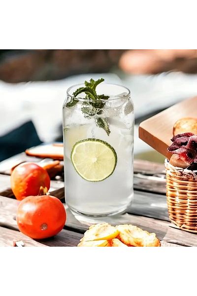 Hiras Dizayn 4Pcs Heat Resistant Borosilicate Glass Cocktail & Soft Drink Cups Cold Coffee Drink Cups 420ml