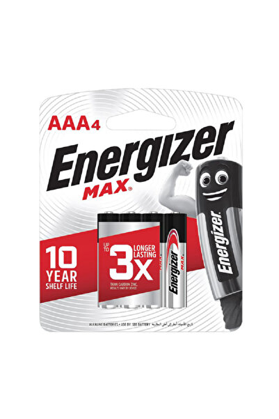 Energizer 4-Piece 1.5V Max Long Lasting AAA Alkaline Batteries Silver and Black