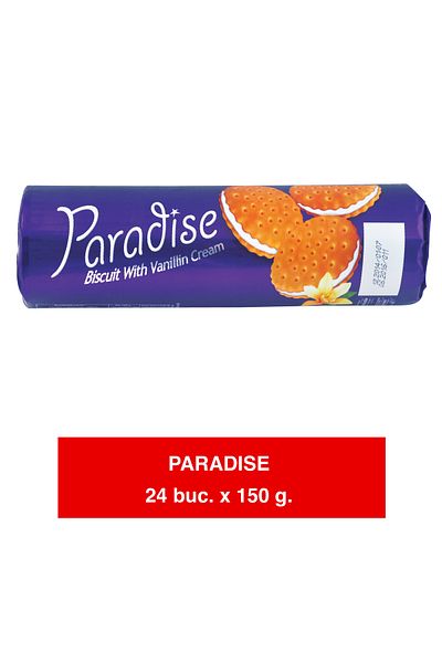 Paradise – Biscuiți cu Cremă de Vanilie – 150g x 24 | Gust Clasic și Delicat