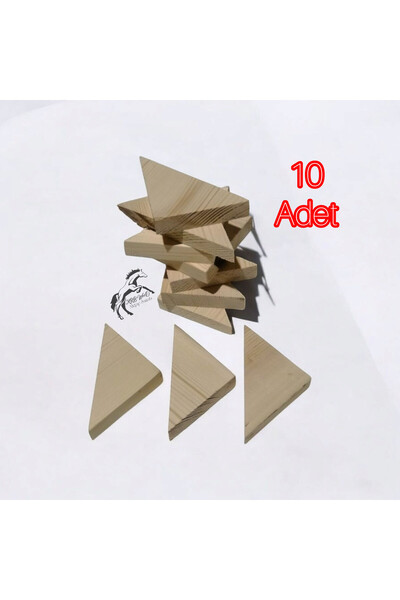 Krb Ahsap Ahşap Üçgen Blok, Üçgen Tahta, Boyama Yakma El İşi Hobi İçin 10 Adet
