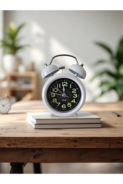 Menuzer Metal Süper Yüksek Sesli Alarm Saati, Işıklı, Fosforlu, Gece Görünen ...