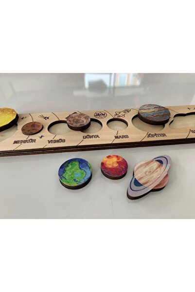 Emdief Home Ahşap Renkli Güneş Sistemi Gezegenler