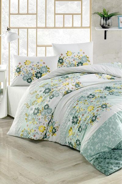 Çeyiz Diyarı Crystal Emerald Light Collection Double Duvet Cover Set Green