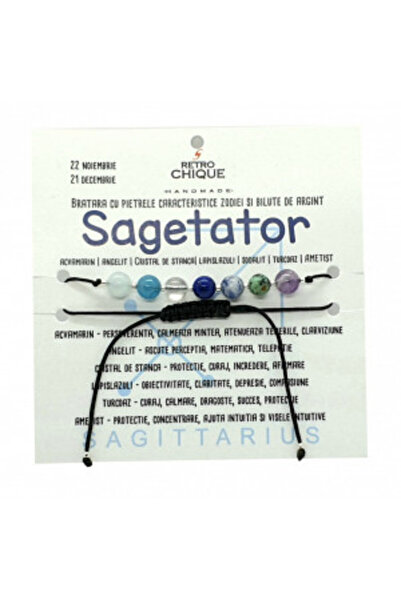 byRetroChique Bratara zodia sagetator cu semipretioase si bilute de argint 925