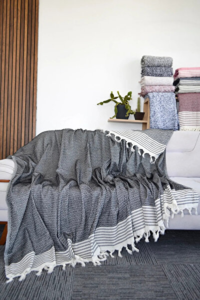 Emmy Home غطاء أريكة سرير من القطن الماسي متعدد الأغراض باللون الرمادي