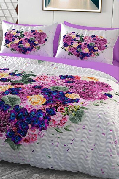 Çeyiz Diyarı طقم غطاء لحاف مزدوج من Flower Basket Micro Satin ثلاثي الأبعاد م...