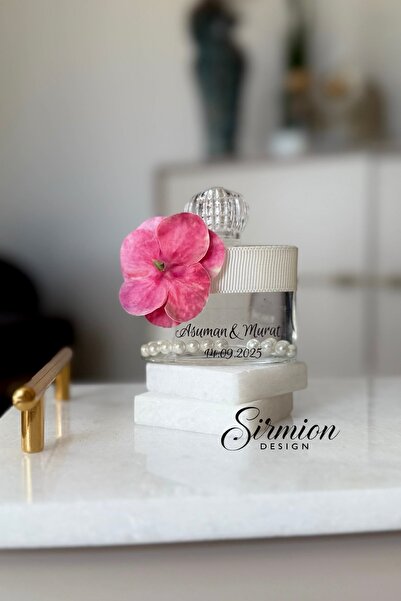 Sirmion Dikdörtgen Cam Şişe İnci Detaylı Kolonya Söz, Nişan, Nikah, Kına, Düğ...