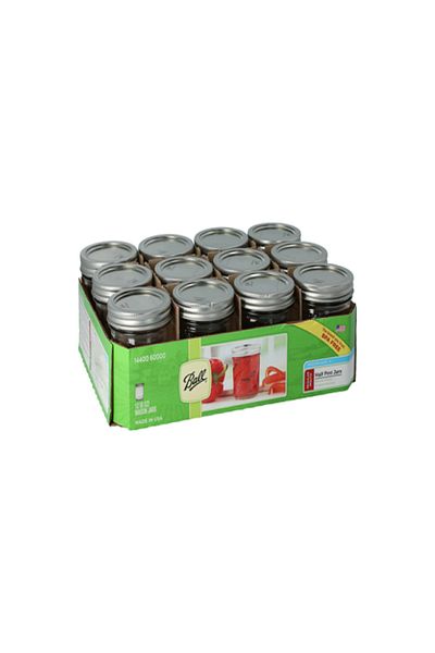 Ball 12-Piece Hermetic Sleek Durable Glass Mason Jar with Airtight Lid