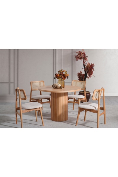 Vivense PALMA AHŞAP MASA TAKIMI, NATURAL, 100X100