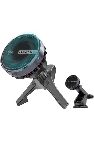 Promate Magnetic Wireless Car Charger Mount, 15W Qi2-certified MagSafe