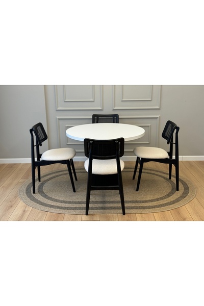 Vivense PALMA AHŞAP MASA TAKIMI, BEYAZ SİYAH, 100X100