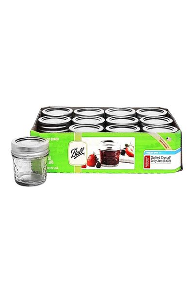 Ball 12-Piece Quilted Crystal Glass Jelly Jar with Lid
