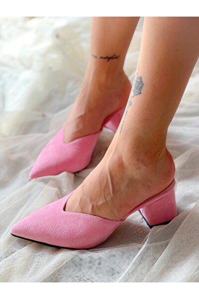 BERFONA Oasi̇s Pink Suede 5 cm Heel Slippers