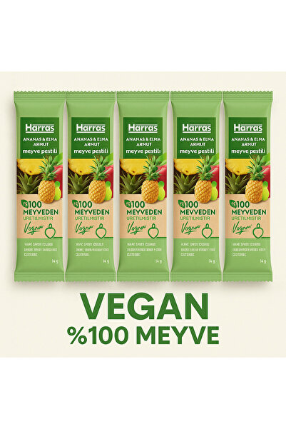 Harras Vegan %100 Meyve Ananas&Elma&Armut Meyve Pestili 14 gr