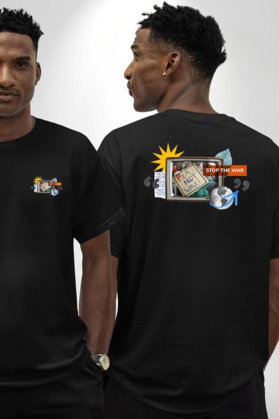 Angemiel Peace No War Black Oversize Women's Men's Front and Back Printed T-Shirt