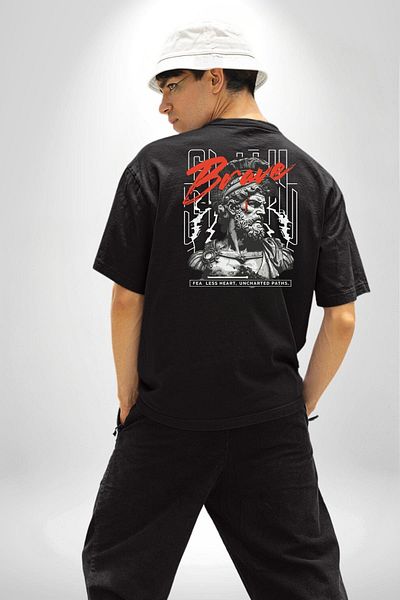 Angemiel Braveheart Glory and Courage Braveheart Black Oversize Women's Men's Front and Back Printed T-Shirt