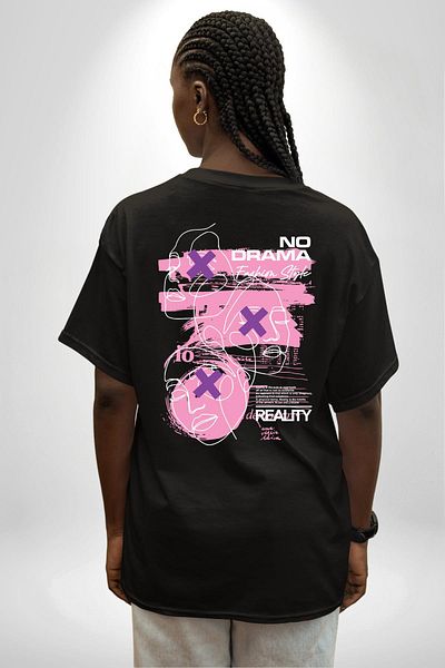 Angemiel Fashion Without Drama Black Oversize Women's Men's Front and Back Printed T-Shirt