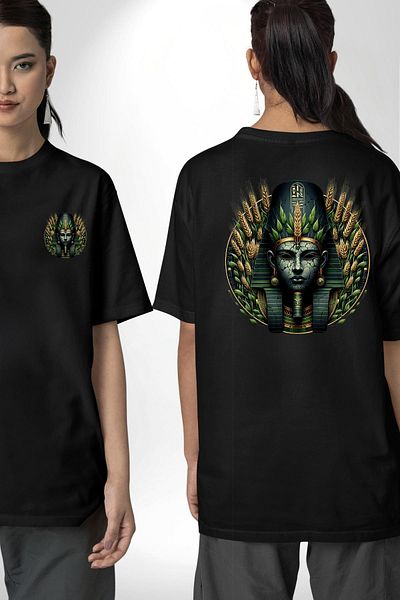 Angemiel Neper God Ancient Symbol of Abundance Egypt Black Oversize Women Men Front and Back Printed T-Shirt