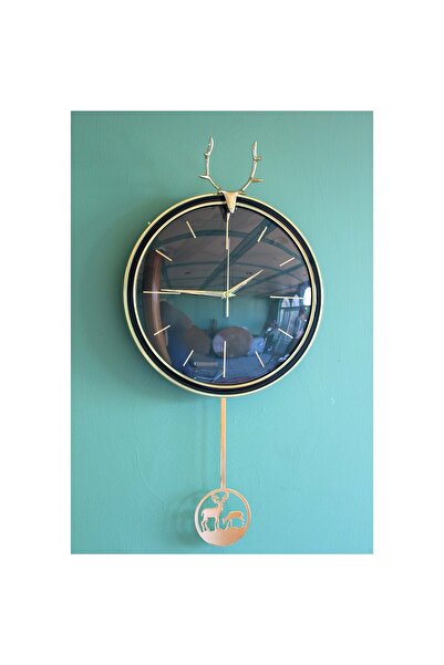 Store Geyikli Sarkaçlı Duvar Saati 45*37 Cm