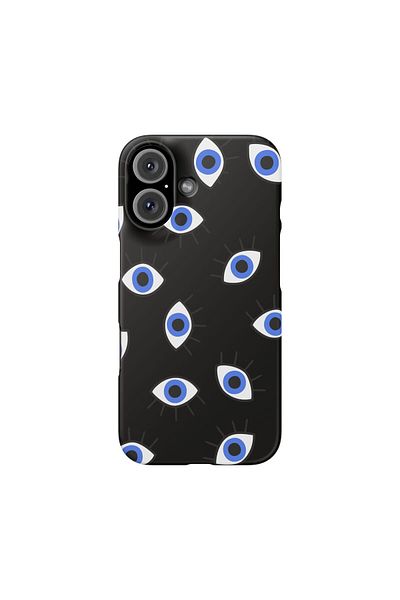 HyperAge iPhone 16 Compatible Case Velvet Inside Launch Evil Eye Design Printed Silicone Cover