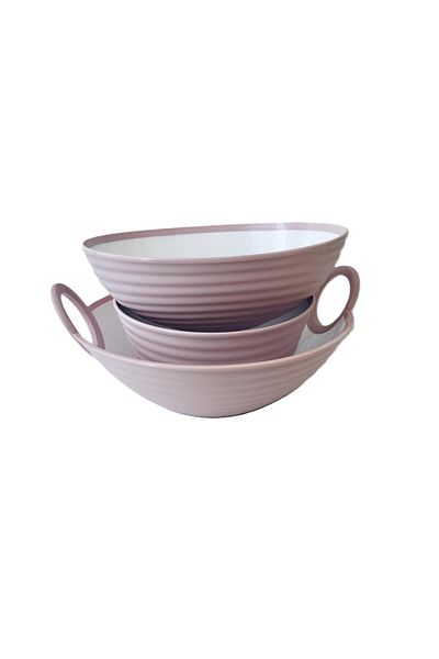 HOBBY LİFE Set of 3 Large Size Vera Bowls / 1600-1800-2800 ml -Bpa Free & Pink