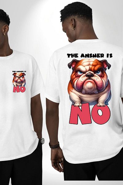 Angemiel تي شيرت مطبوع من الأمام والظهر للنساء والرجال من Sure Answer No Irritable Bulldog باللون الأبيض مقاس كبير