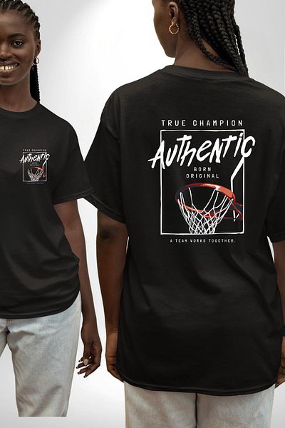 Angemiel Real Champion Basketball Sports and Motivation Black Oversize Women Men Front and Back Printed T-Shirt