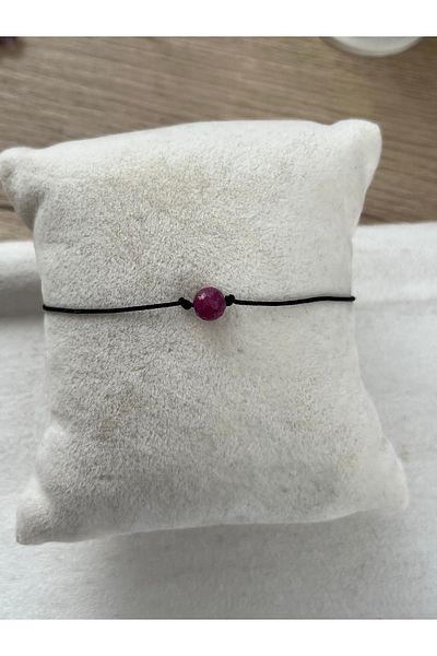 Pel Design Ruby Stone Adjustable Black String Bracelet & Anklet