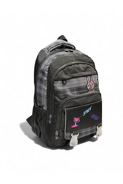 Epod Boys / Girls Middle School Wide Pocketed Patterned 5 Pocket School, Back, Backpack