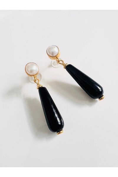 DEVİ fashion Agate Natural Stone Drop Earrings 5 cm