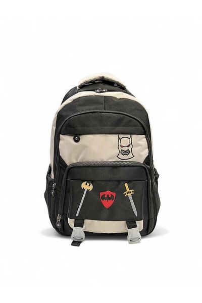 Epod Boys / Girls Middle School Wide Pocketed Patterned 5 Pocket School, Back, Backpack