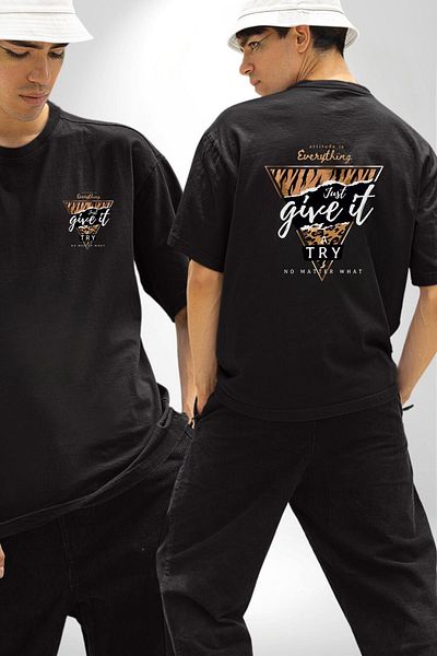 Angemiel Toward the Summit Black Oversize Women's Men's Front and Back Printed T-Shirt