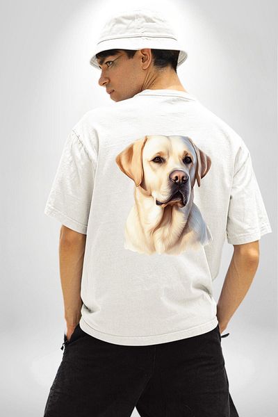 Angemiel Loyal Friend Labrador Retriever Love Dog Friendly White Oversize Women Men Front and Back Printed T-Shirt