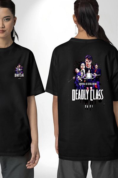 Angemiel Deadly Class Survival among Students Black Oversize Women's Men's Front and Back Printed T-Shirt