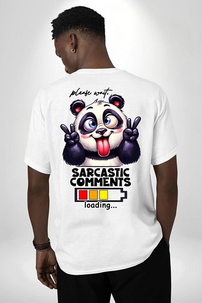Angemiel تي شيرت مطبوع عليه Fun Panda Humorous Loading Loading Status أبيض كبير الحجم للنساء والرجال من الأمام والظهر