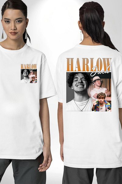 Angemiel Jack Harlow Hip-Hop Rap Star Fashion White Oversize Women Men Front and Back Printed T-Shirt