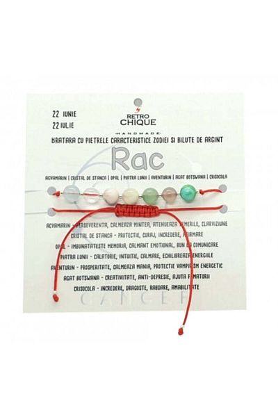 byRetroChique Bratara zodia Rac cu semipretioase si bilute de argint 925