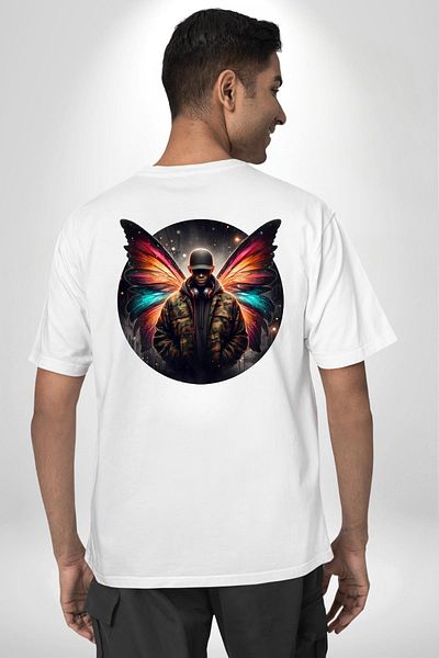 Angemiel تي شيرت Daily Camouflage Pattern Agent للرجال باللون الأبيض كبير الحجم للرجال والنساء مطبوع من الأمام والظهر