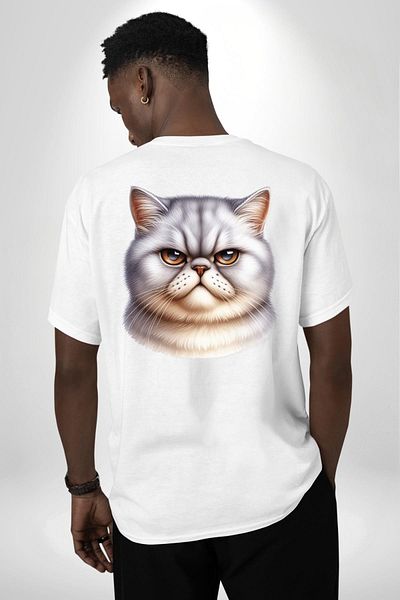 Angemiel Hard Looks This Cat Is Far from Caring White Oversized Women's Men's Front and Back Printed T-Shirt