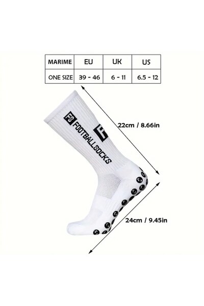 OEM Socks for football, anti-slip professional with sole grip, white, one size