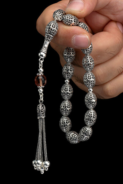 EHİNOS Sertifikalı Maskot Gümüş Tespih 10x14mm 36Gr Arpa Kesim, Efe Tesbihi