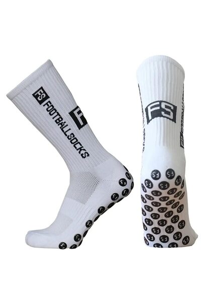 OEM Socks for football, anti-slip professional with sole grip, white, one size