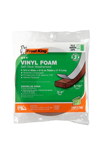 FROST KING شريط لاصق ذاتي اللصق من إسفنج الفينيل 3/4 بوصة × 17 قدمًا.