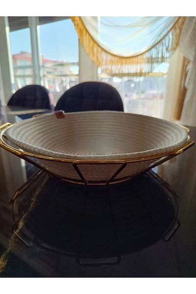 DEKOR ZÜCCACİYE HOME Yayvan Gold Metal Bread Basket